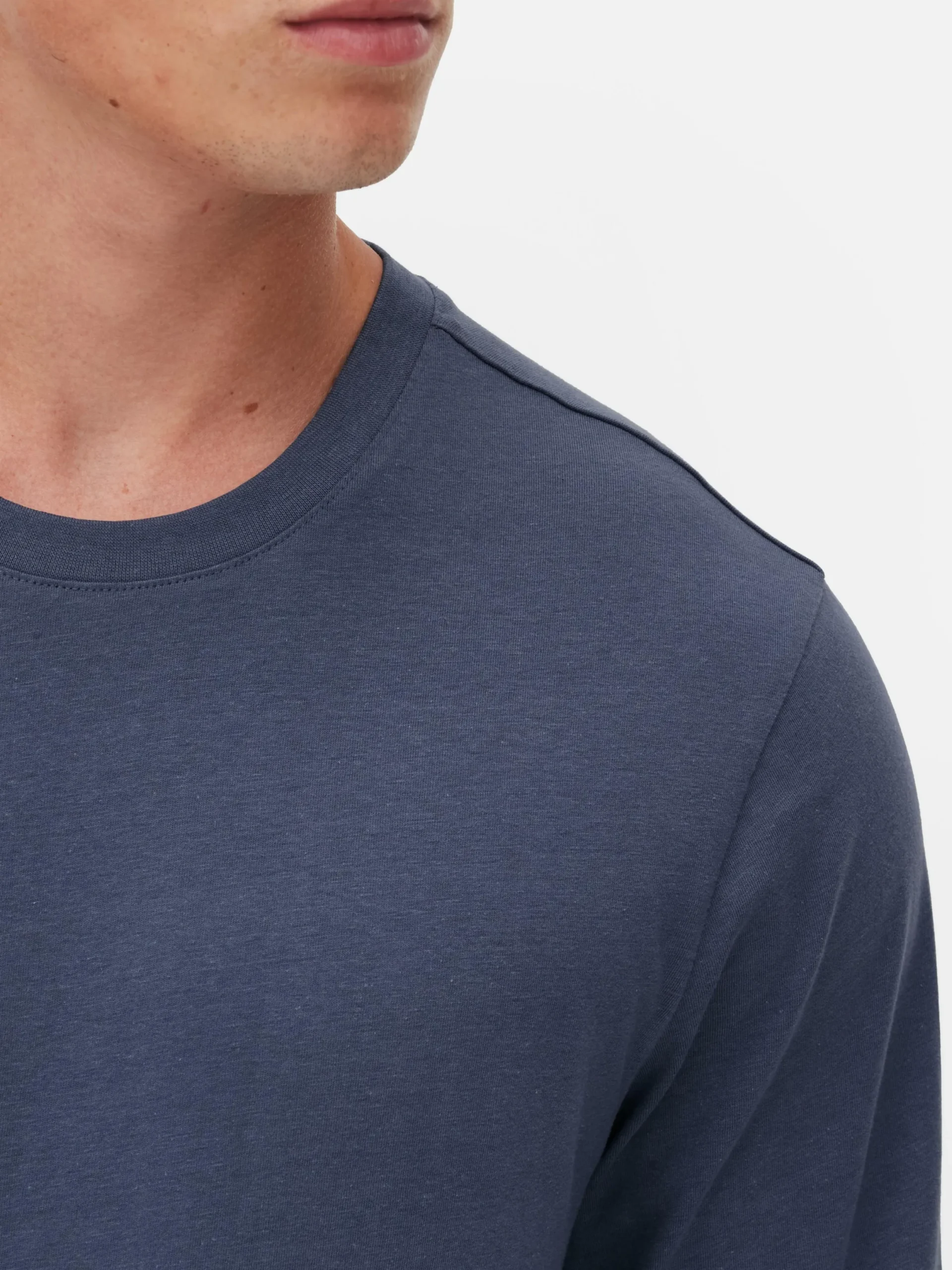 Hauts Et T-Shirts|Primark T-shirt à Manches Longues En Coton Bleu