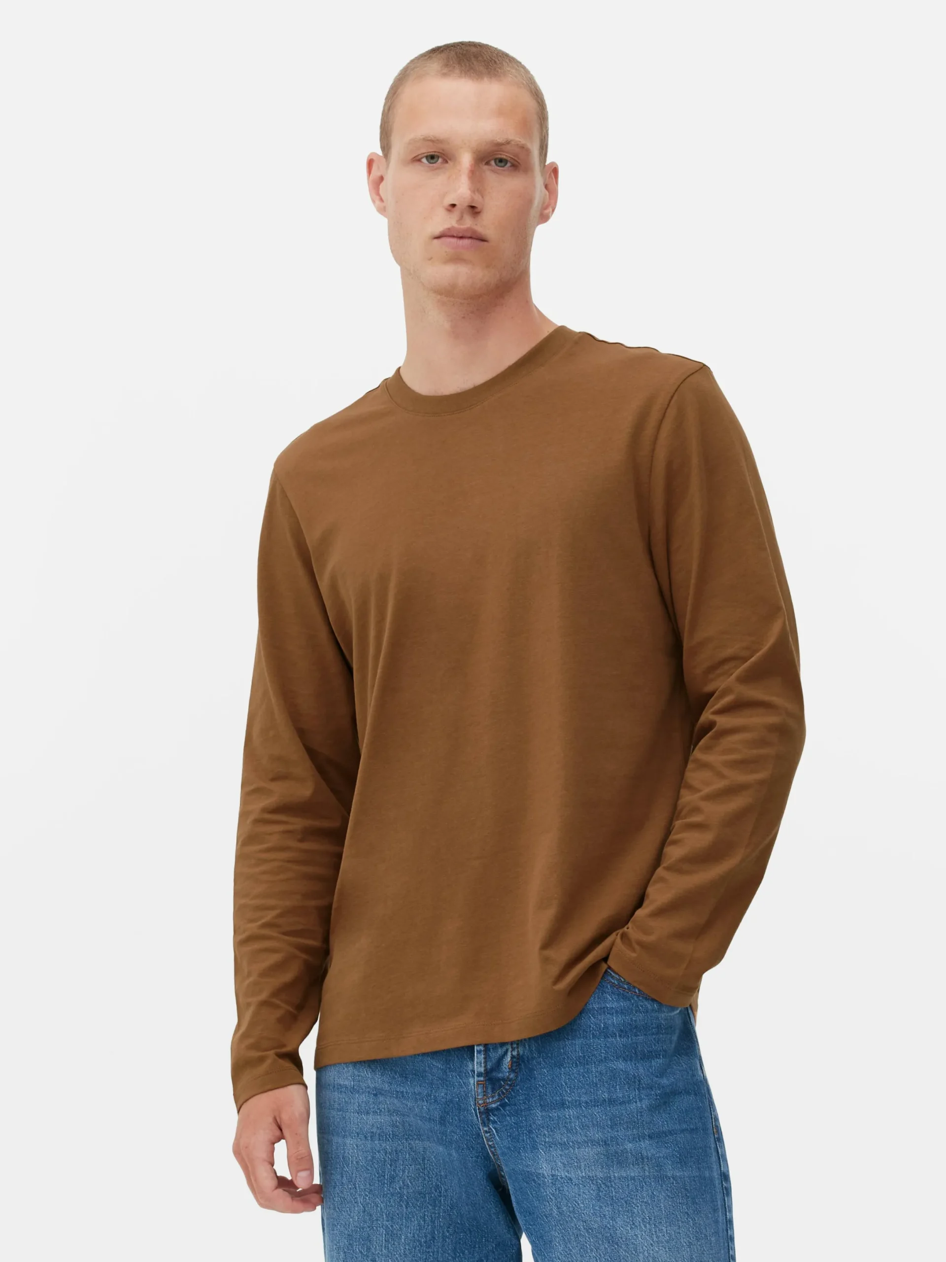 Hauts Et T-Shirts|Primark T-shirt à Manches Longues En Coton Marron