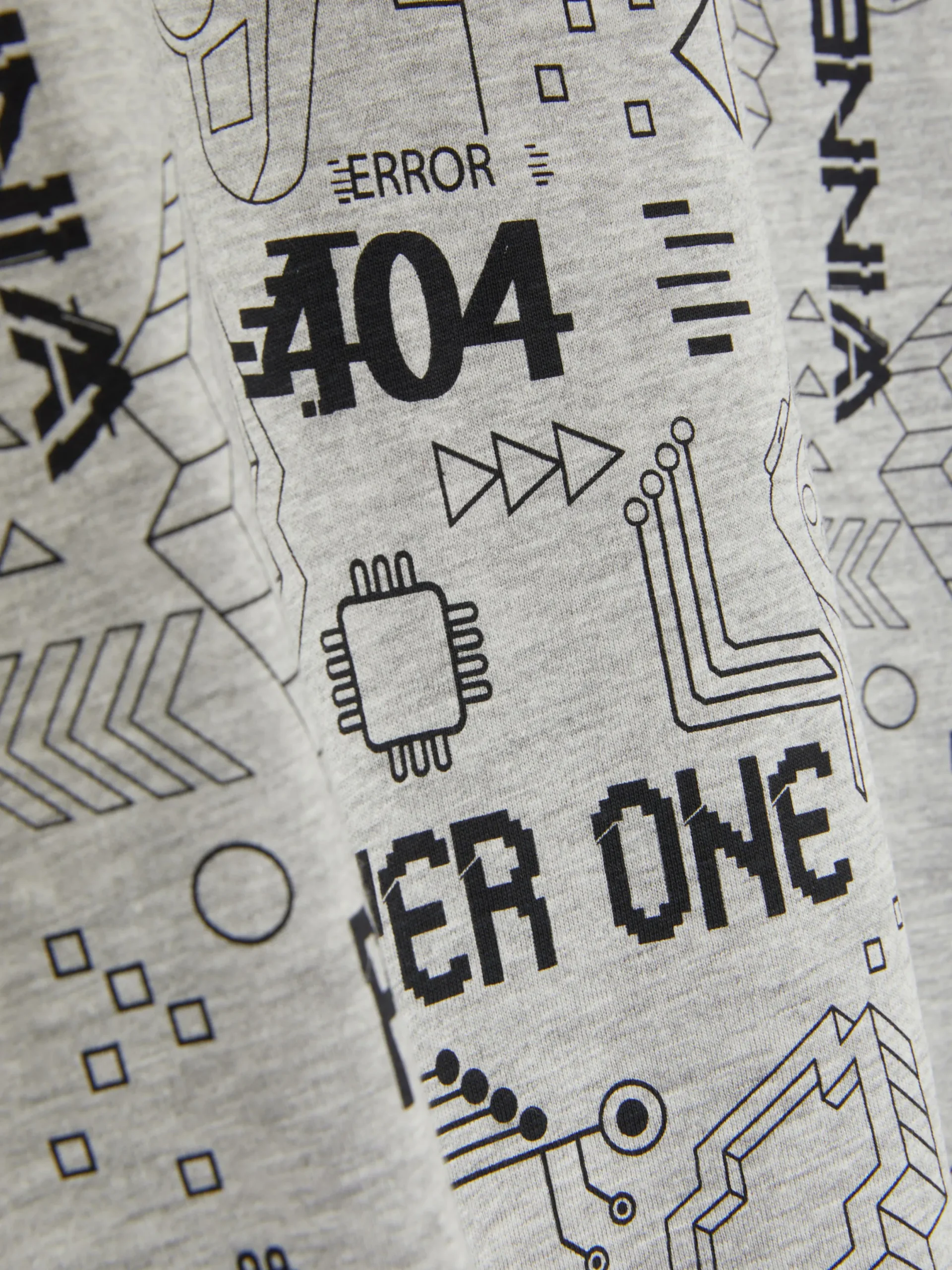 Hauts Et T-Shirts|Primark T-shirt à Manches Longues Et Motif Gaming Gris chiné