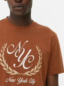 Hauts Et T-Shirts|Primark T-shirt à Motif Armoiries New York City Terre de Sienne