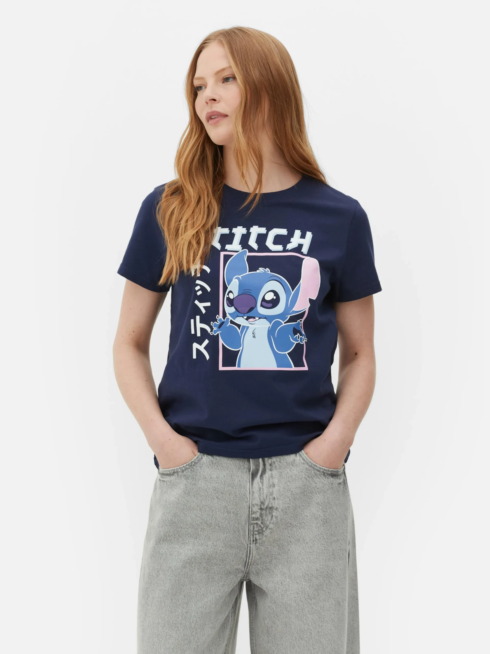 Hauts Et T-Shirts|Primark T-shirt à Motif Style Manga Disney Lilo & Stitch Bleu marine