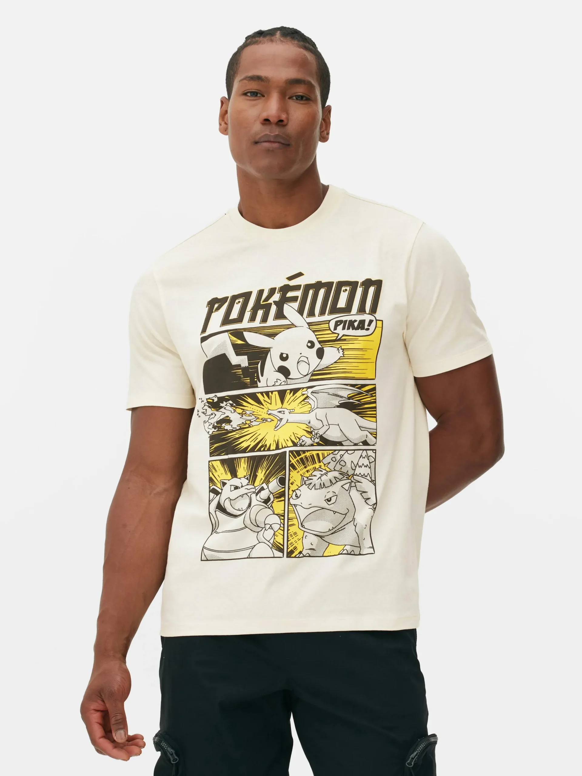 Hauts Et T-Shirts|Primark T-shirt à Motifs Style Bande Dessinée Pokémon Grège