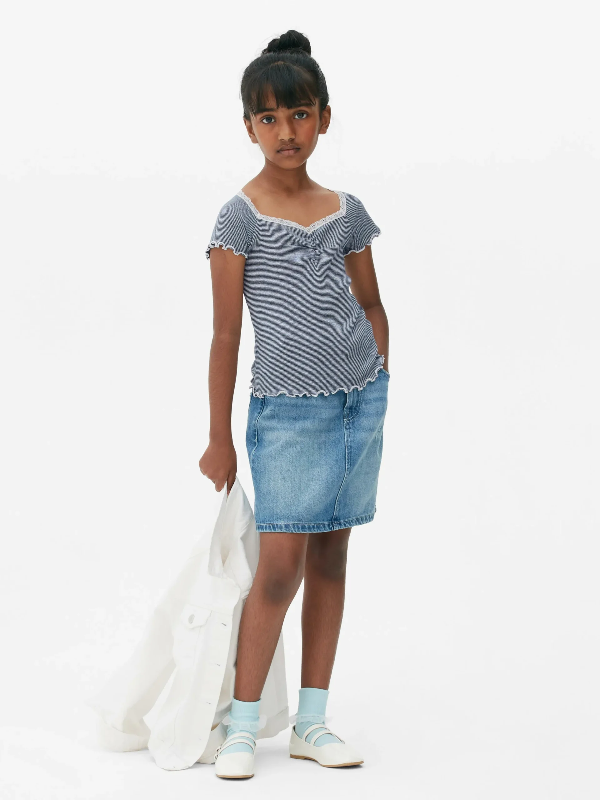 Hauts Et T-Shirts|Primark T-shirt à Rayures Et à Finitions En Dentelle Multicolore