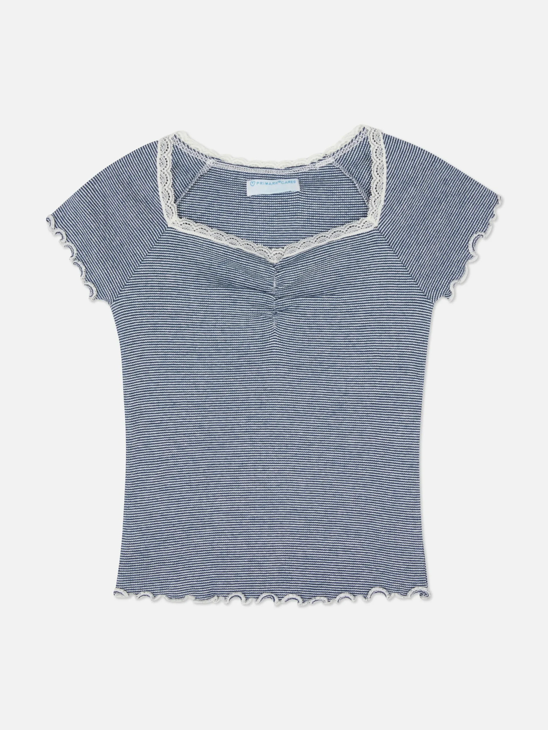 Hauts Et T-Shirts|Primark T-shirt à Rayures Et à Finitions En Dentelle Multicolore