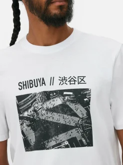 Hauts Et T-Shirts|Primark T-shirt Avec Photographie Carrefour De Shibuya Blanc