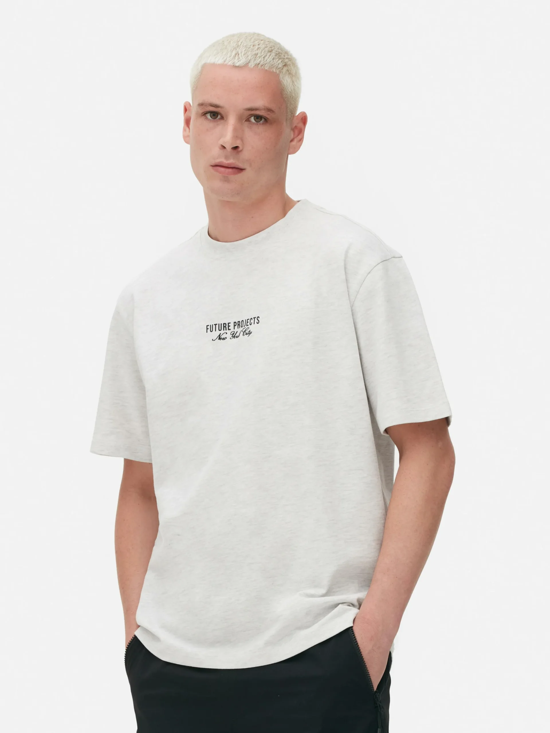 Hauts Et T-Shirts|Primark T-shirt Brodé Future Projects Gris chiné