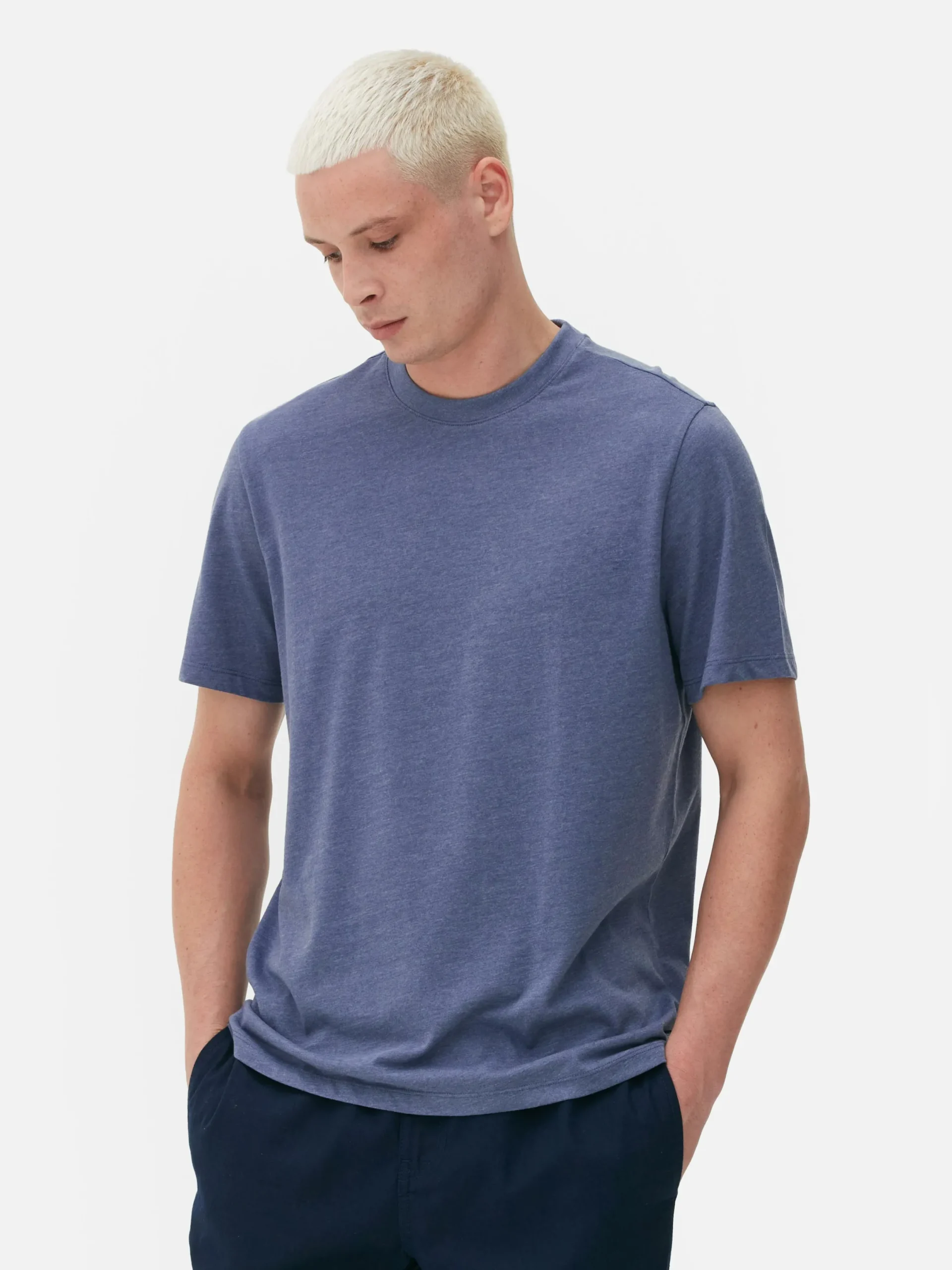 Hauts Et T-Shirts|Primark T-shirt Chiné Coupe Regular Bleu
