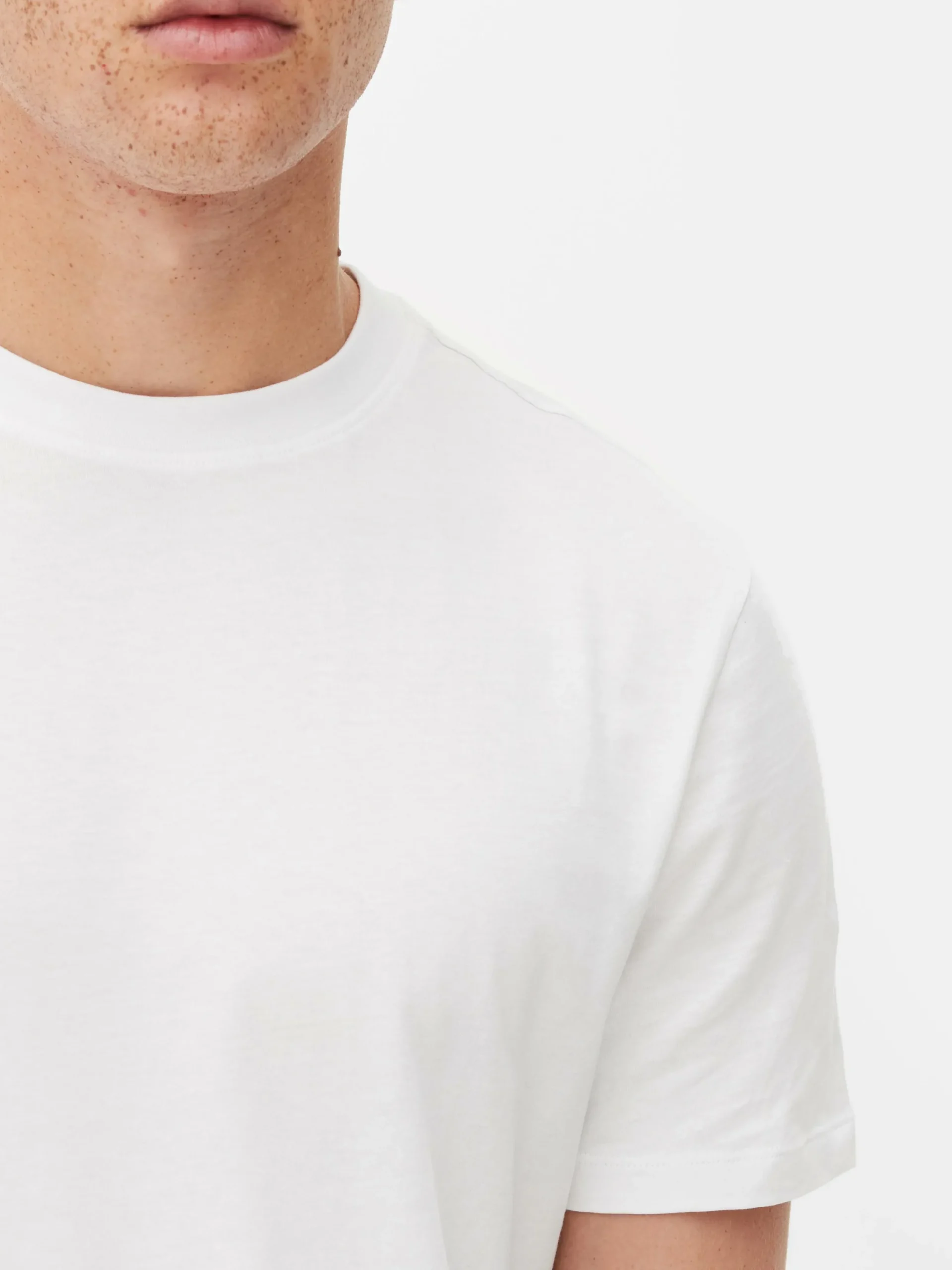 Hauts Et T-Shirts|Primark T-shirt Col Ras-du-cou Coupe Regular Blanc