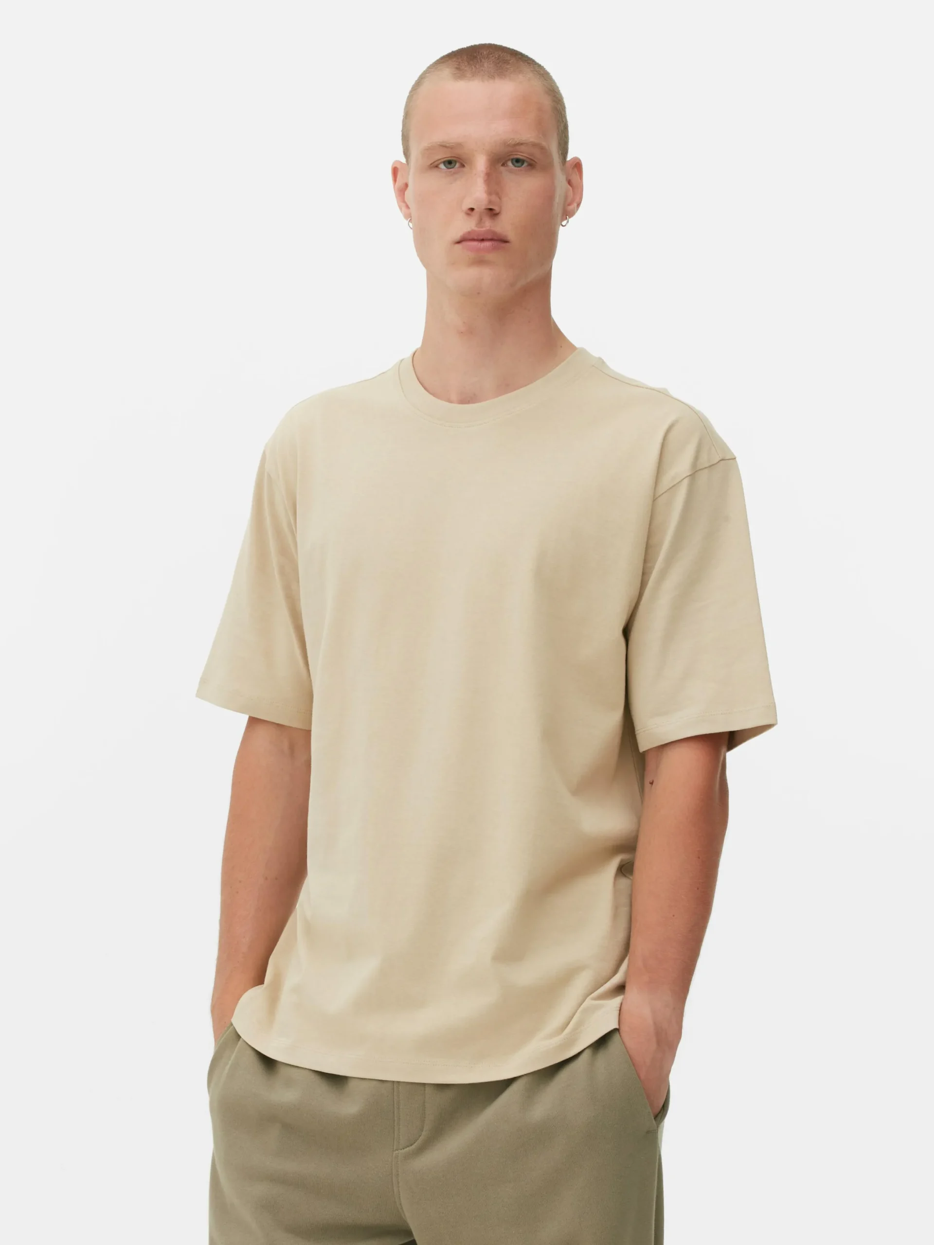 Hauts Et T-Shirts|Primark T-shirt Coupe Décontractée Grège