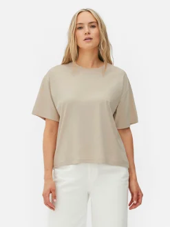 Hauts Et T-Shirts|Primark T-shirt Coupe Droite Oversize Grège