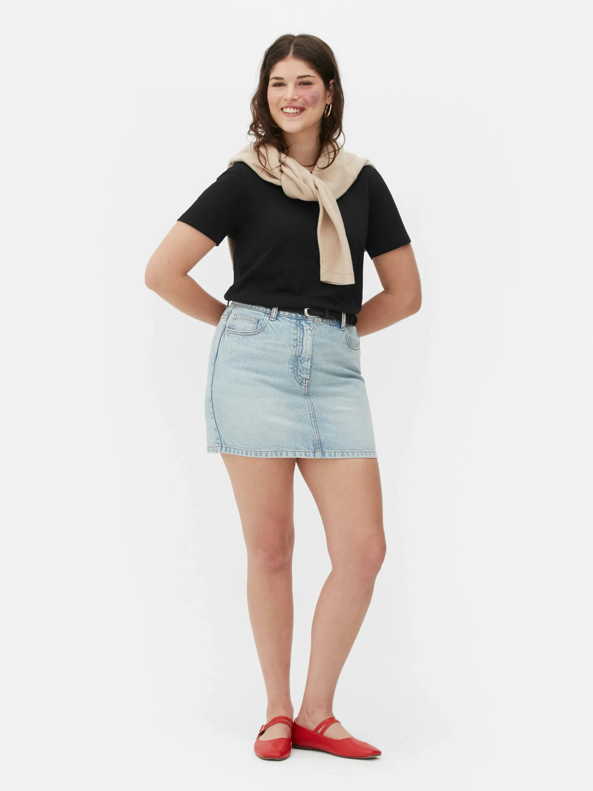 Hauts Et T-Shirts|Primark T-shirt Coupe Regular à Col Ras Du Cou Noir