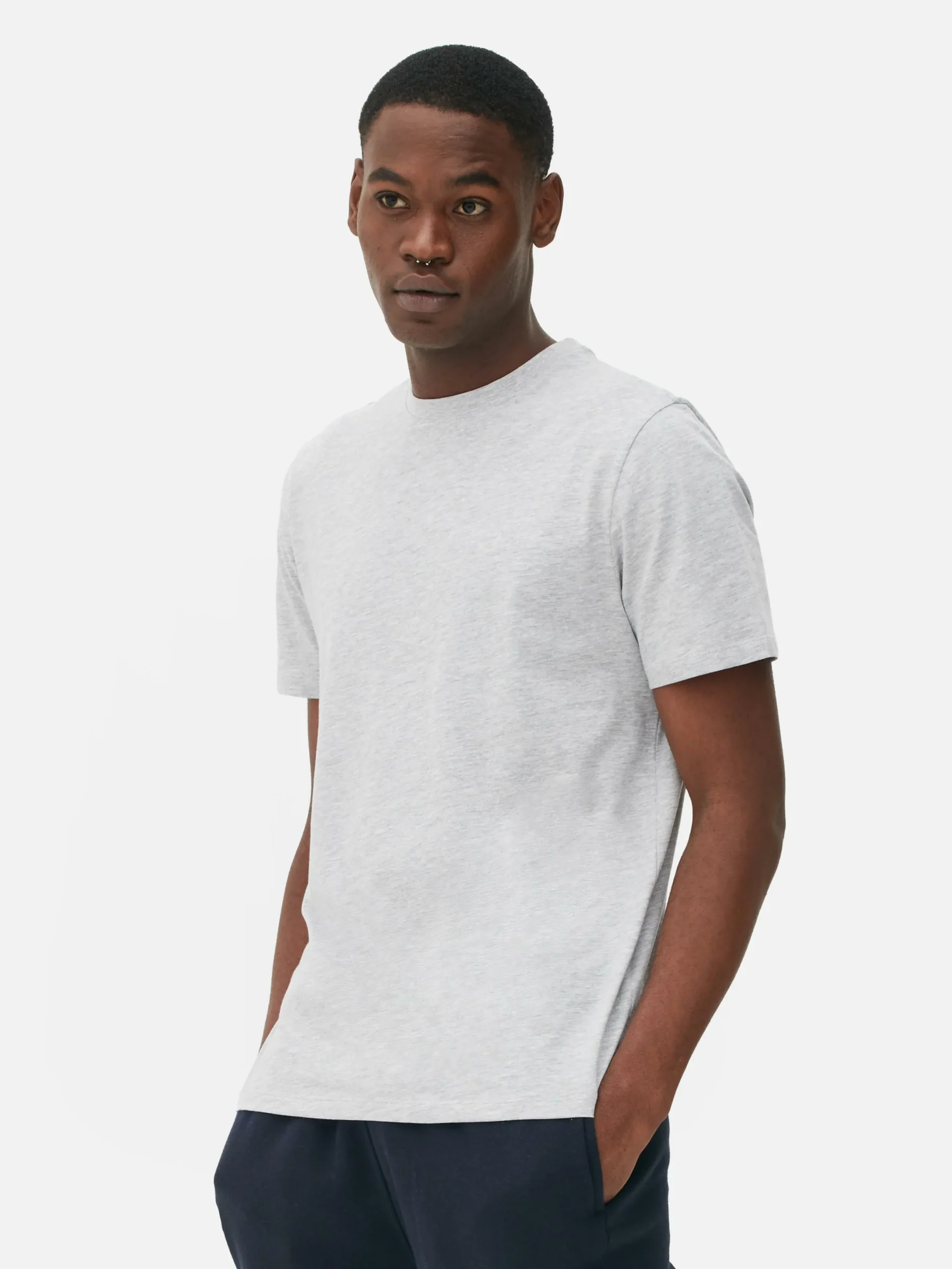 Hauts Et T-Shirts|Primark T-shirt Coupe Regular Chiné Gris chiné