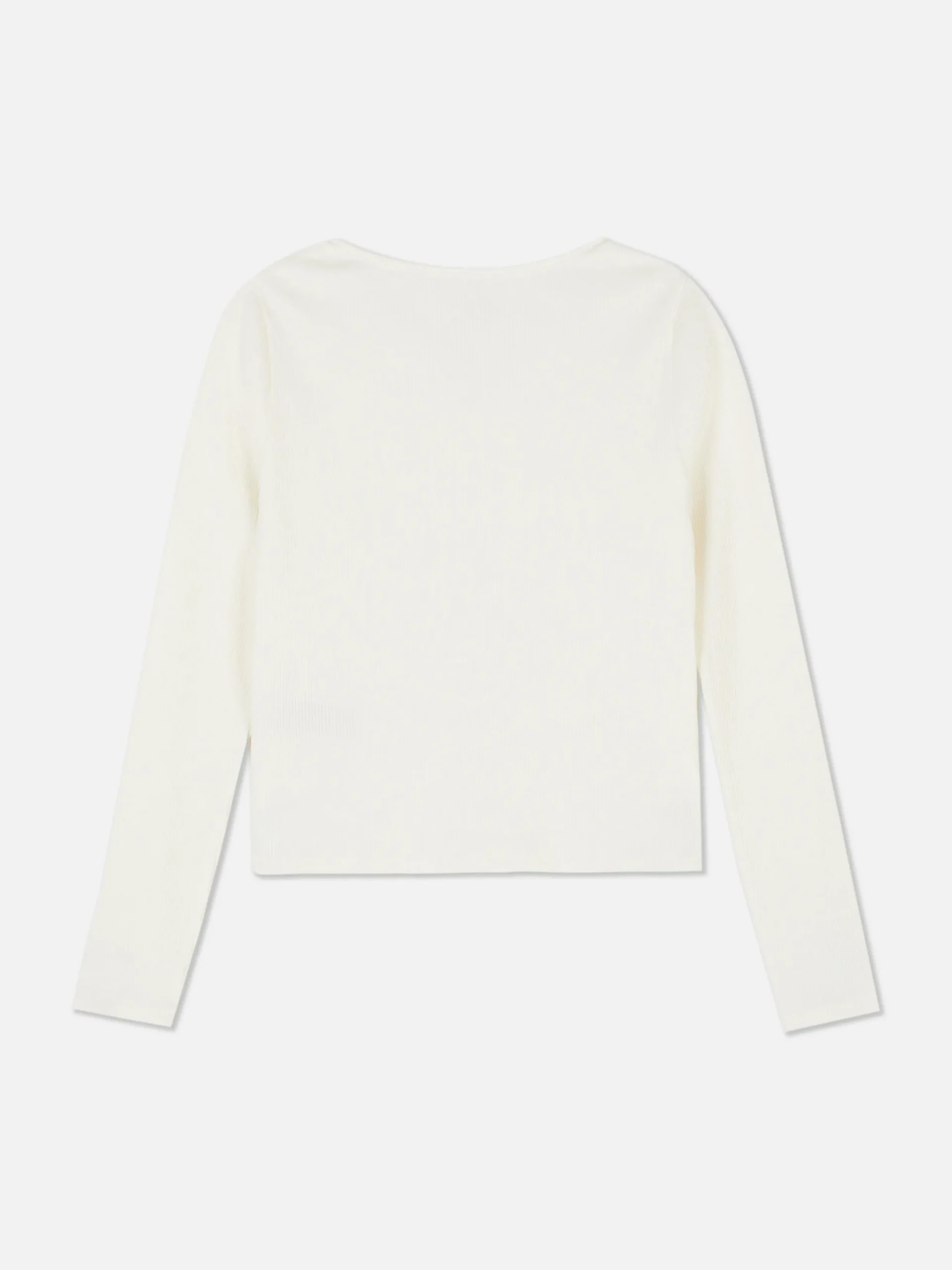 Hauts Et T-Shirts|Primark T-shirt Côtelé à Encolure Crantée Ivoire