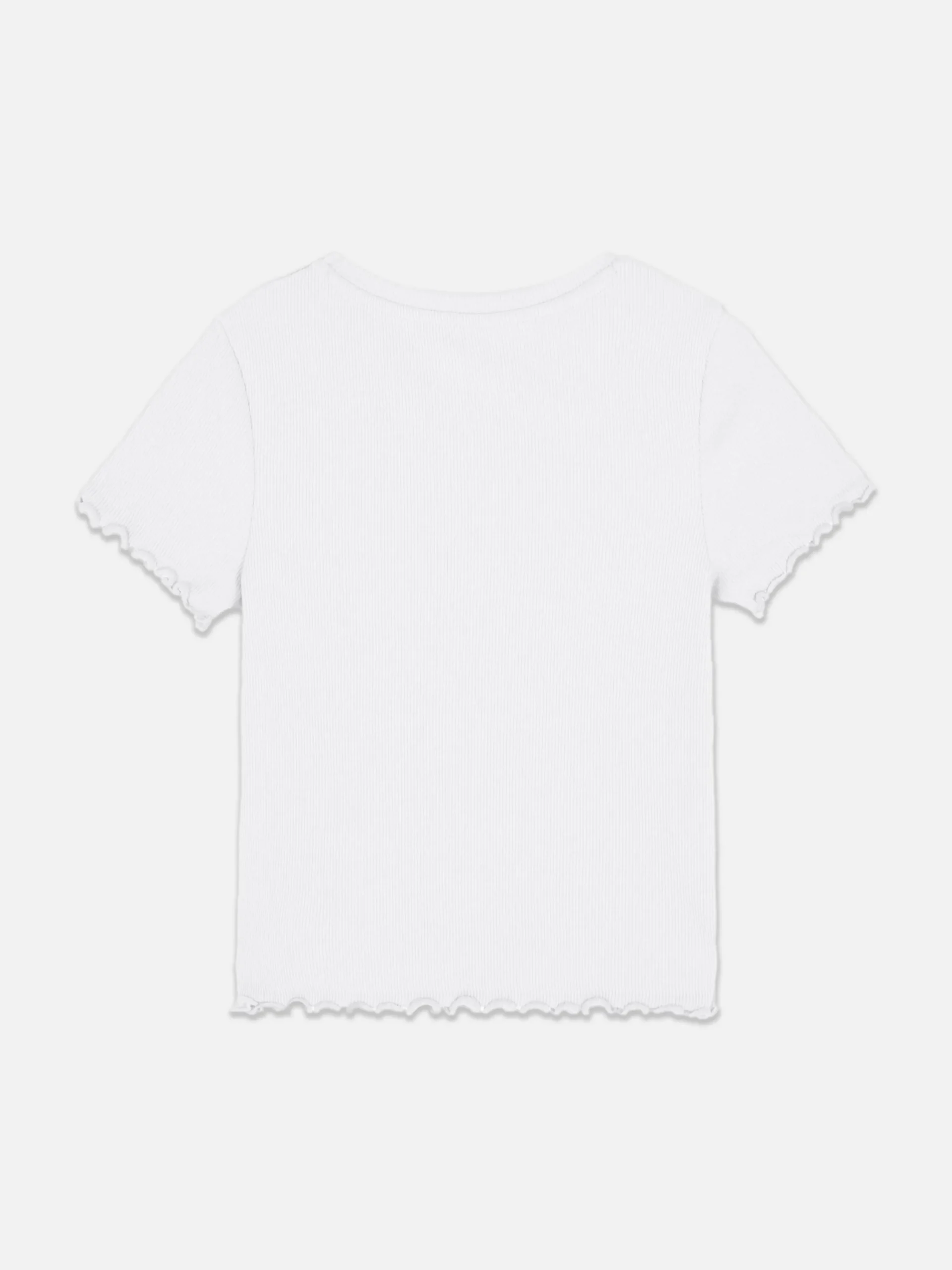 Hauts Et T-Shirts|Primark T-shirt Côtelé à Finition Festonnée à Coordonner Blanc