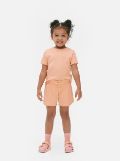 Hauts Et T-Shirts|Primark T-shirt Côtelé à Finition Festonnée à Coordonner Orange