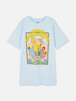 Chemises De Nuit Et Nuisettes|Primark T-shirt De Nuit Long Oversize 1, Rue Sésame Bleu