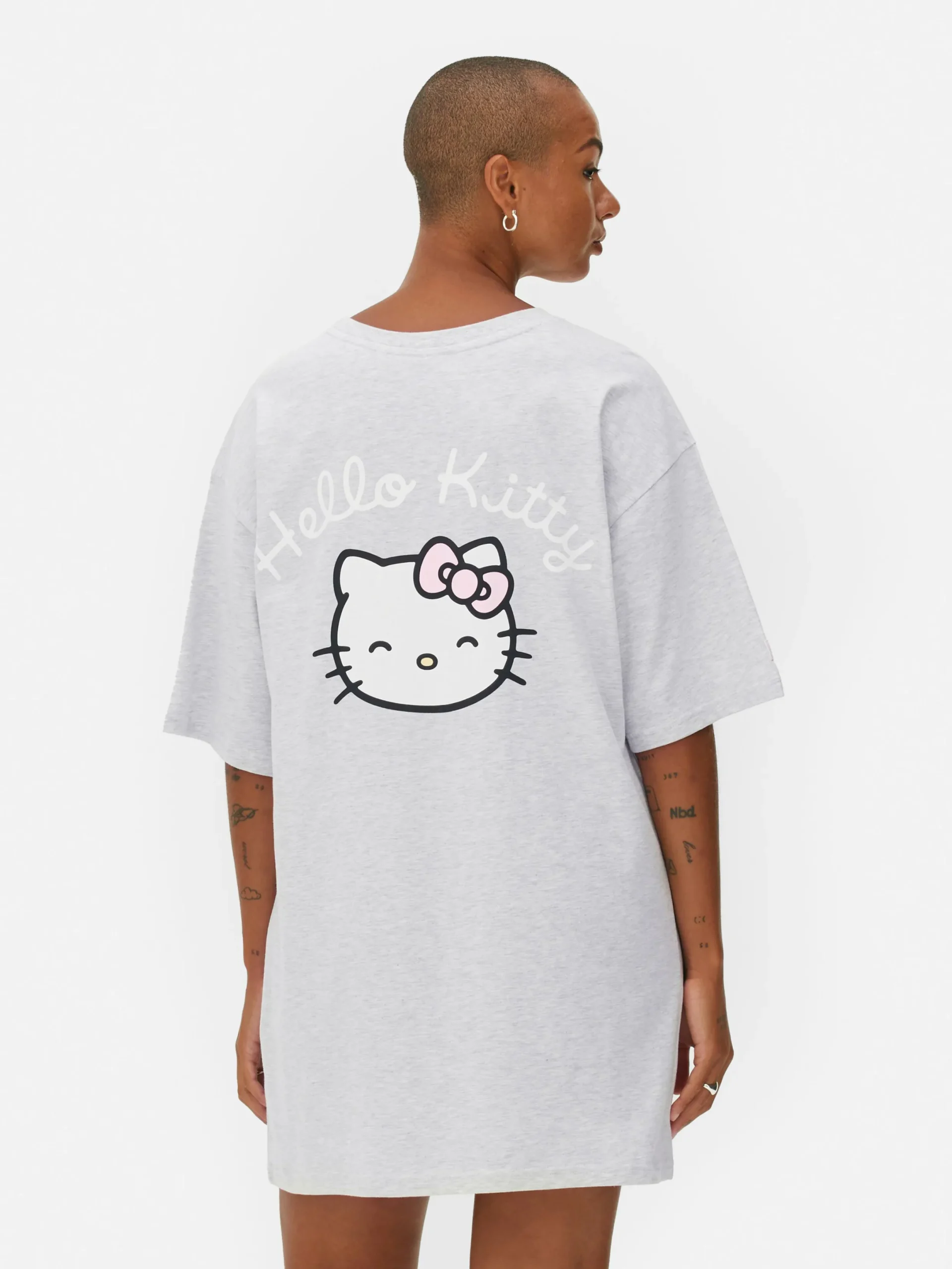 Chemises De Nuit Et Nuisettes|Primark T-shirt De Nuit Oversize Hello Kitty Gris chiné