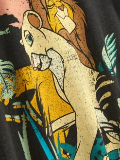 Hauts Et T-Shirts|Primark T-shirt Délavé à L'acide Disney Le Roi Lion 30e Anniversaire Anthracite