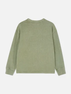 Hauts Et T-Shirts|Primark T-shirt Délavé à Manches Longues Vert