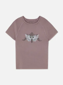 Hauts Et T-Shirts|Primark T-shirt Effet Délavé à Imprimé Papillons Violet