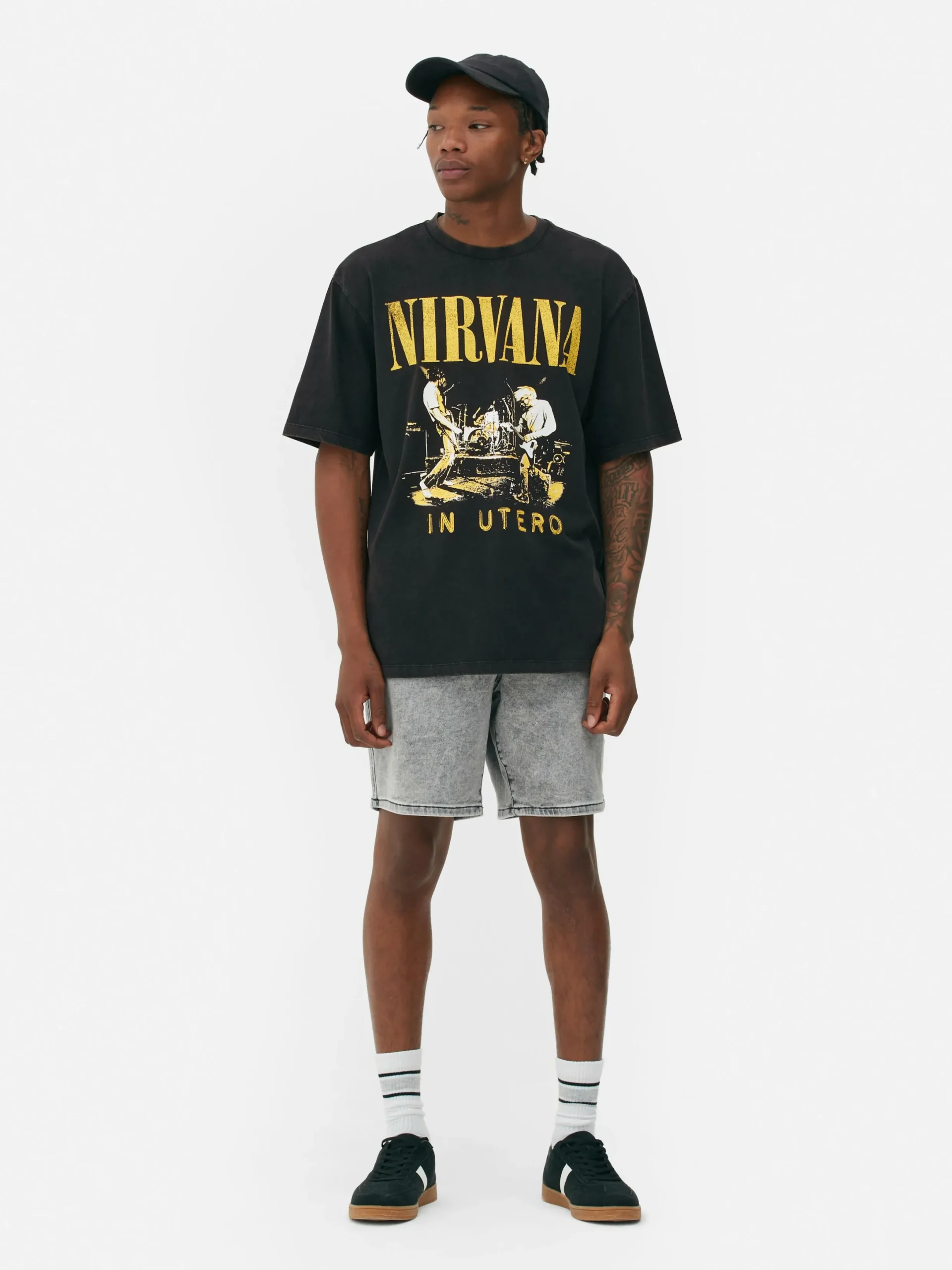 T-Shirts Et Sweat-Shirts À Motifs|Hauts Et T-Shirts|Primark T-shirt Effet Délavé Nirvana Noir