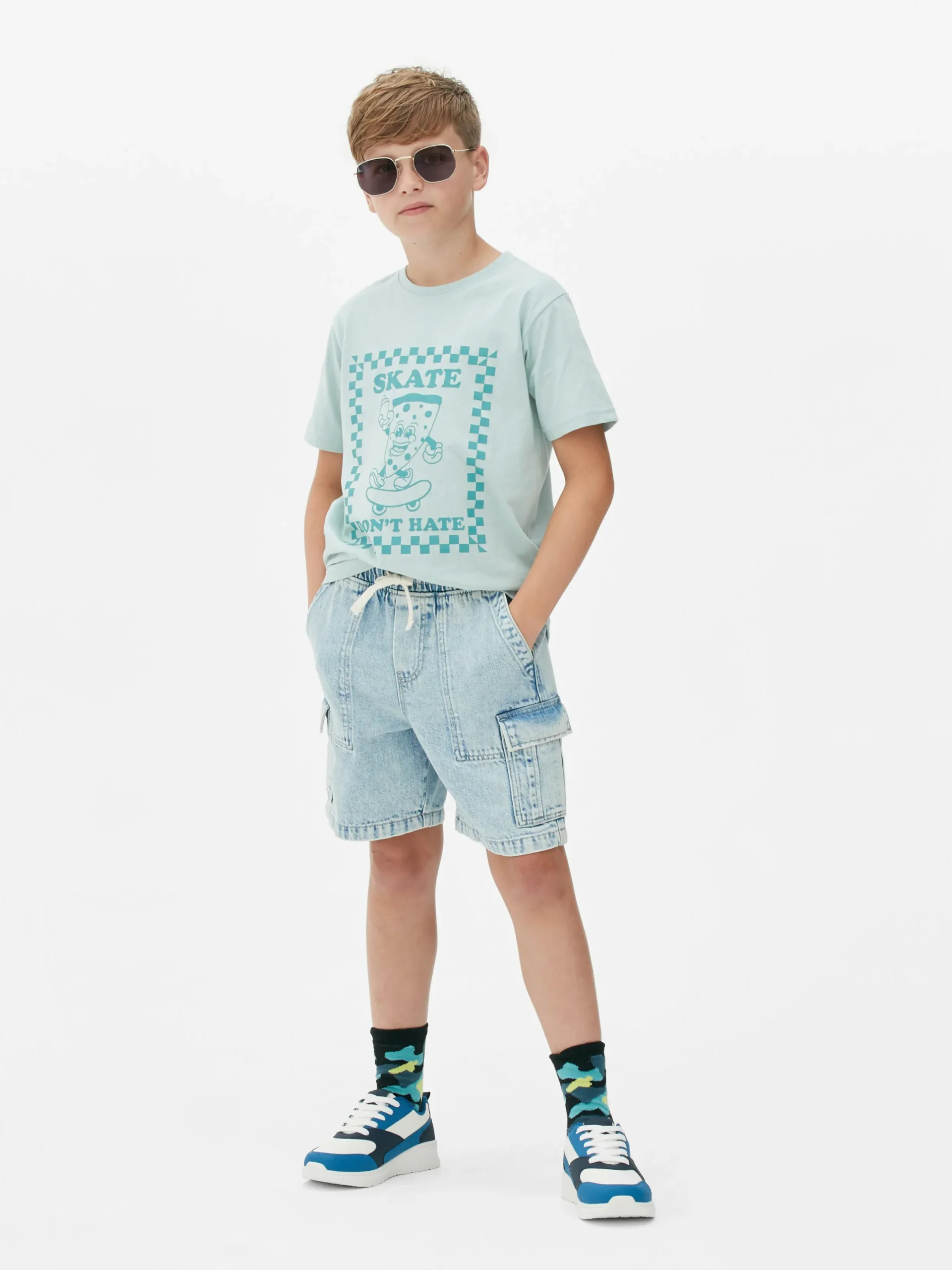 Hauts Et T-Shirts|Primark T-shirt En Coton Graphique Bleu sarcelle