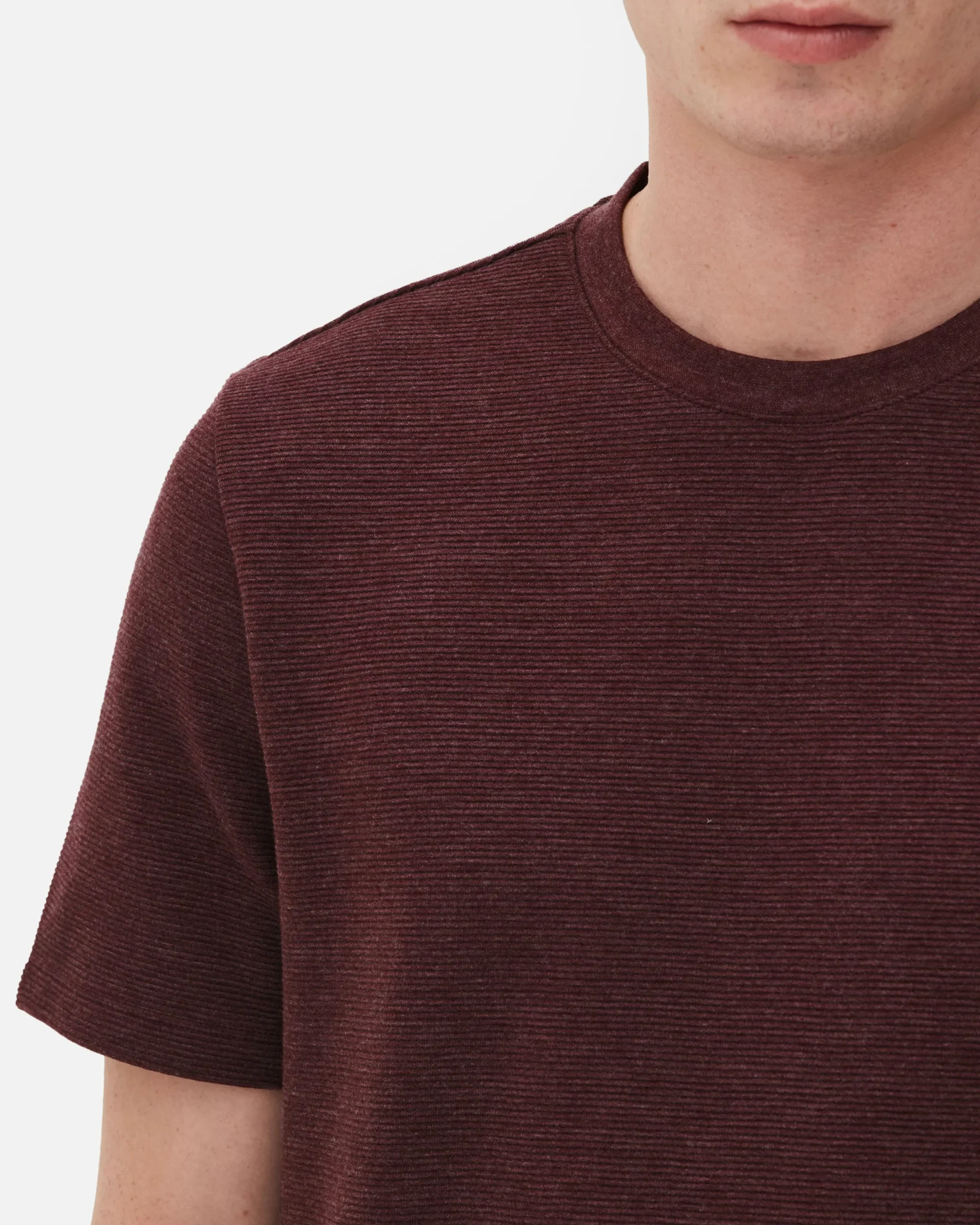 Hauts Et T-Shirts|Primark T-shirt En Maille Ottoman Côtelée Bordeaux