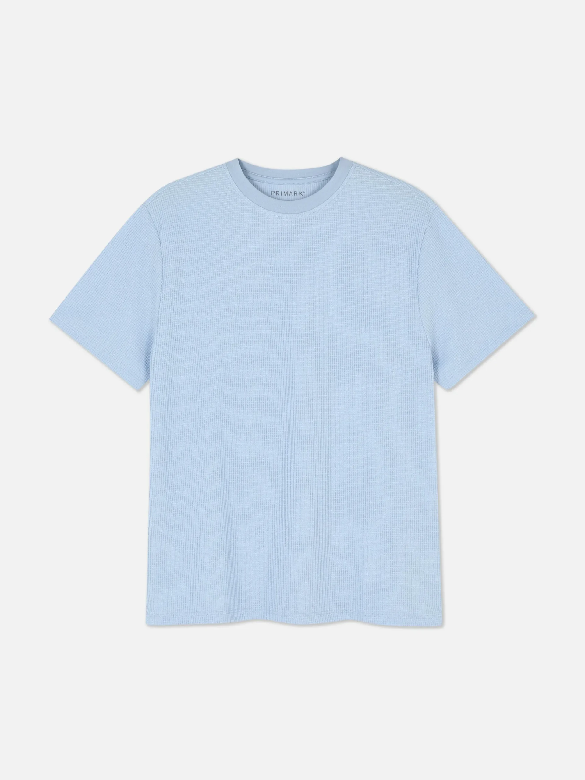 Hauts Et T-Shirts|Primark T-shirt Gaufré à Col Ras-du-cou Bleu