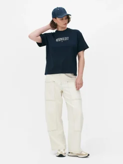Hauts Et T-Shirts|Primark T-shirt Graphique à Coupe Décontractée Bleu marine