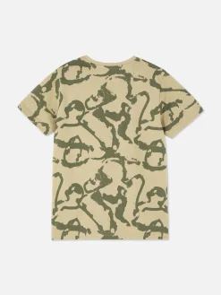 Hauts Et T-Shirts|Primark T-shirt Graphique à Manches Courtes Kaki