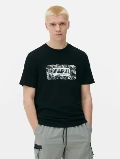 Hauts Et T-Shirts|Primark T-shirt Graphique à Motif Pochoir Original Noir