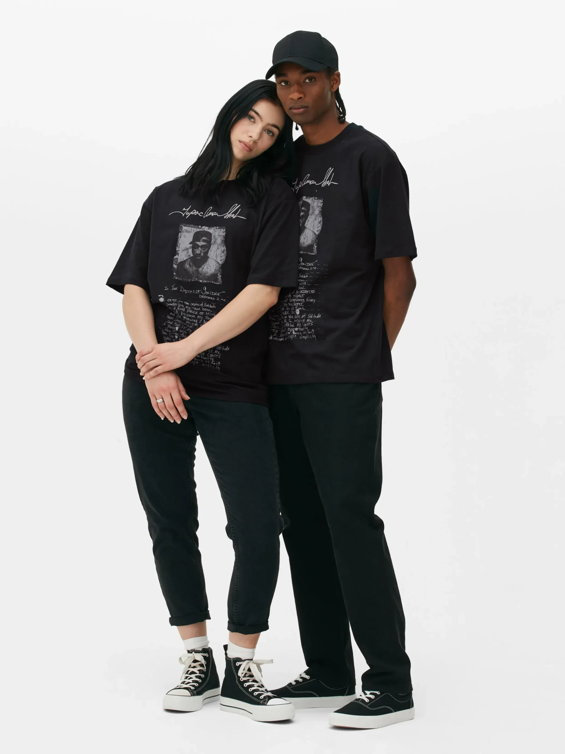 T-Shirts Et Sweat-Shirts À Motifs|Hauts Et T-Shirts|Primark T-shirt Graphique Avec Inscription Tupac Noir