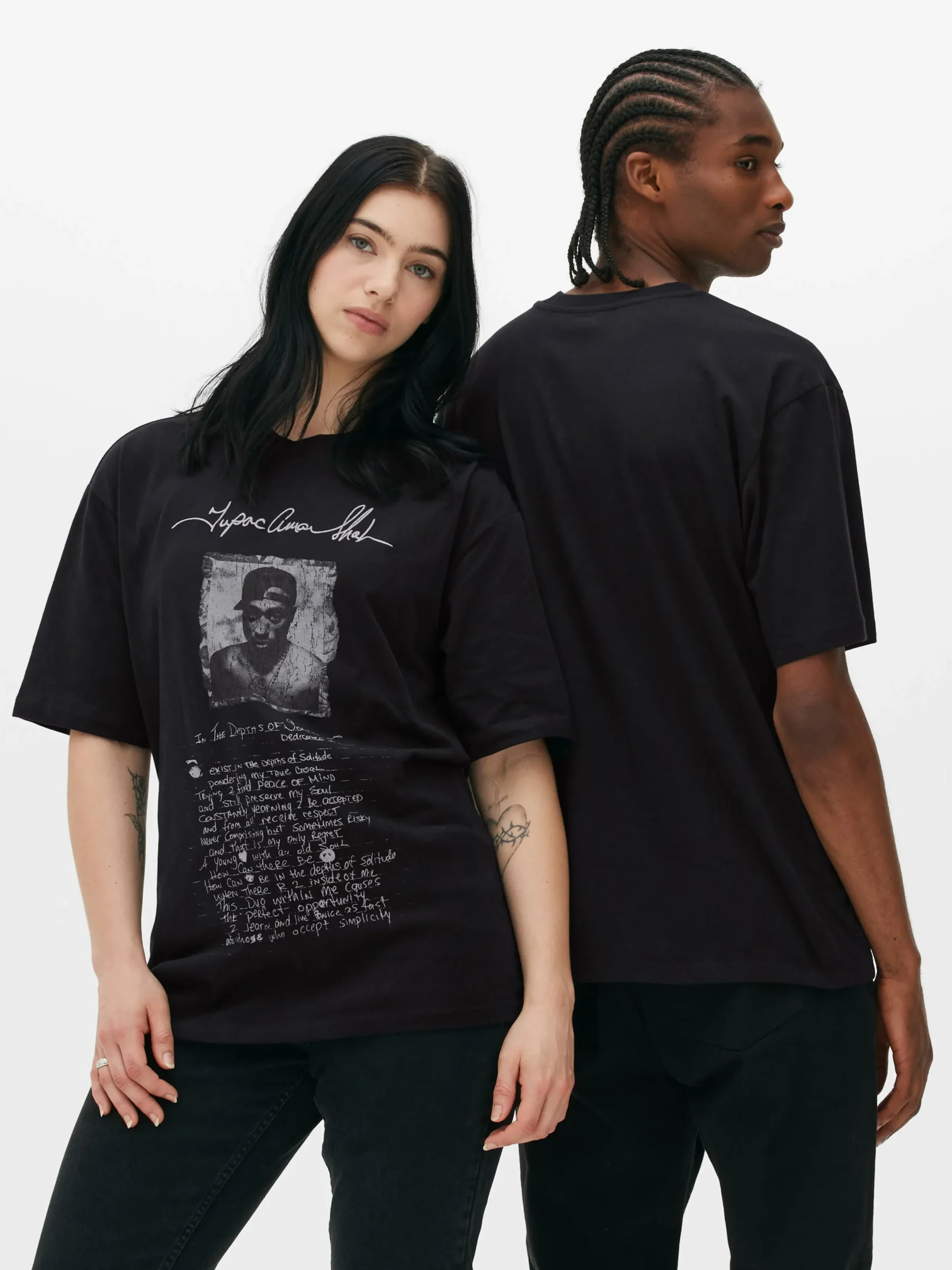 T-Shirts Et Sweat-Shirts À Motifs|Hauts Et T-Shirts|Primark T-shirt Graphique Avec Inscription Tupac Noir