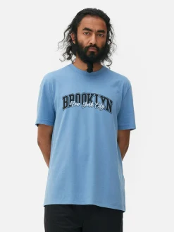 Hauts Et T-Shirts|Primark T-shirt Graphique Brooklyn Bleu