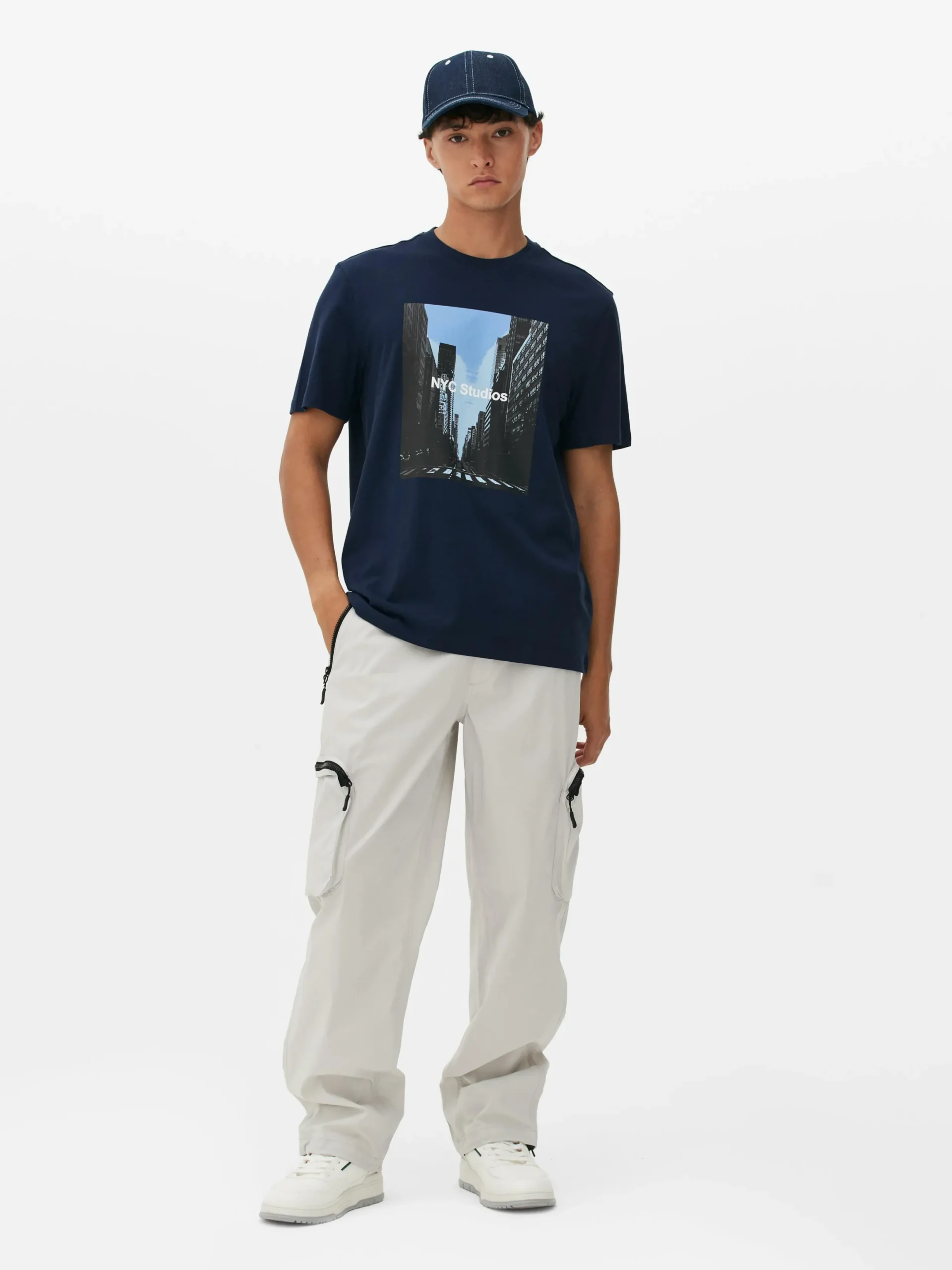Hauts Et T-Shirts|Primark T-shirt Graphique NYC Studios Bleu marine