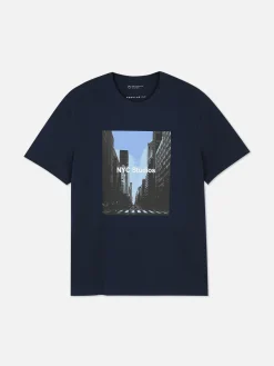 Hauts Et T-Shirts|Primark T-shirt Graphique NYC Studios Bleu marine
