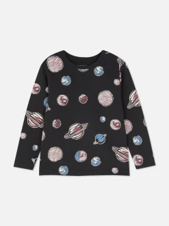 Hauts Et T-Shirts|Primark T-shirt Imprimé à Manches Longues Noir