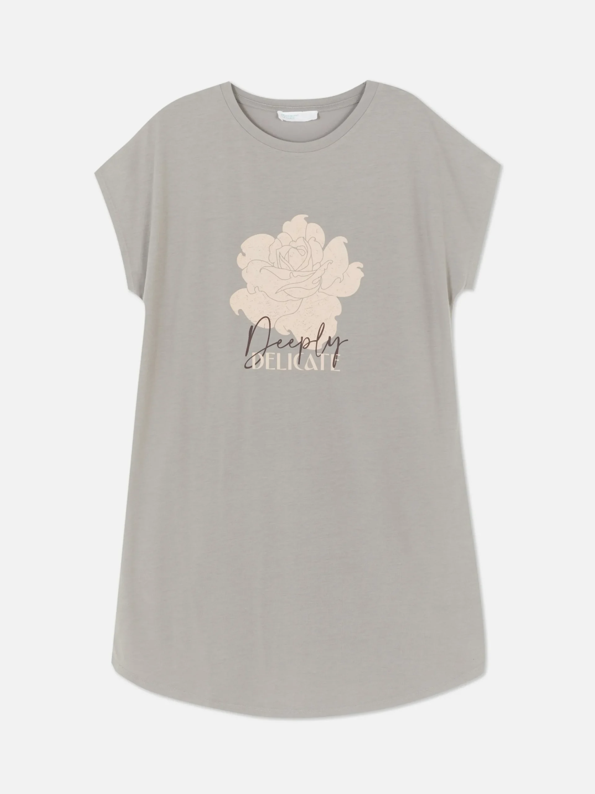 Hauts Et T-Shirts|Primark T-shirt Long à Col Ras-du-cou Gris