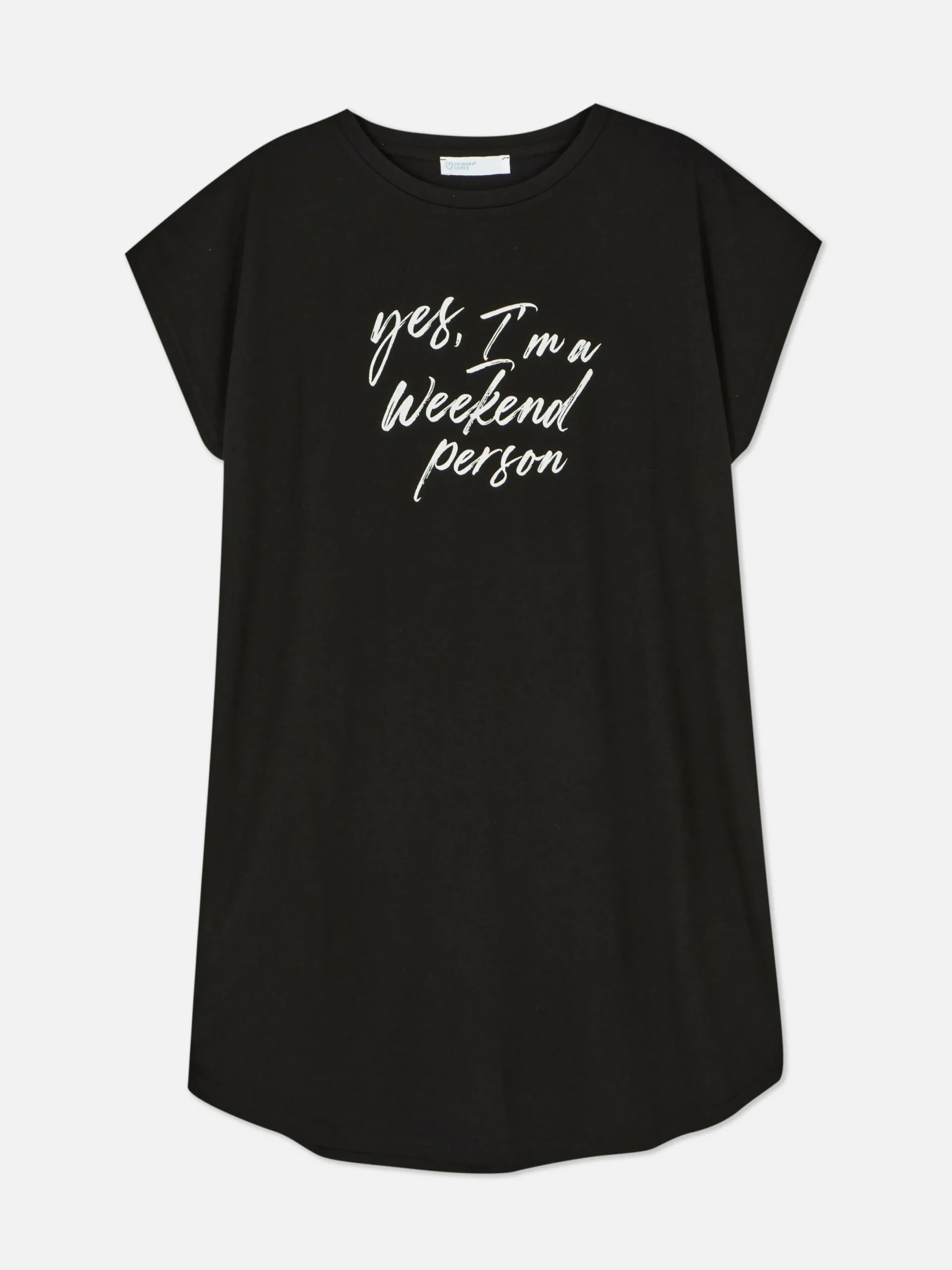 Hauts Et T-Shirts|Primark T-shirt Long à Col Ras-du-cou Noir