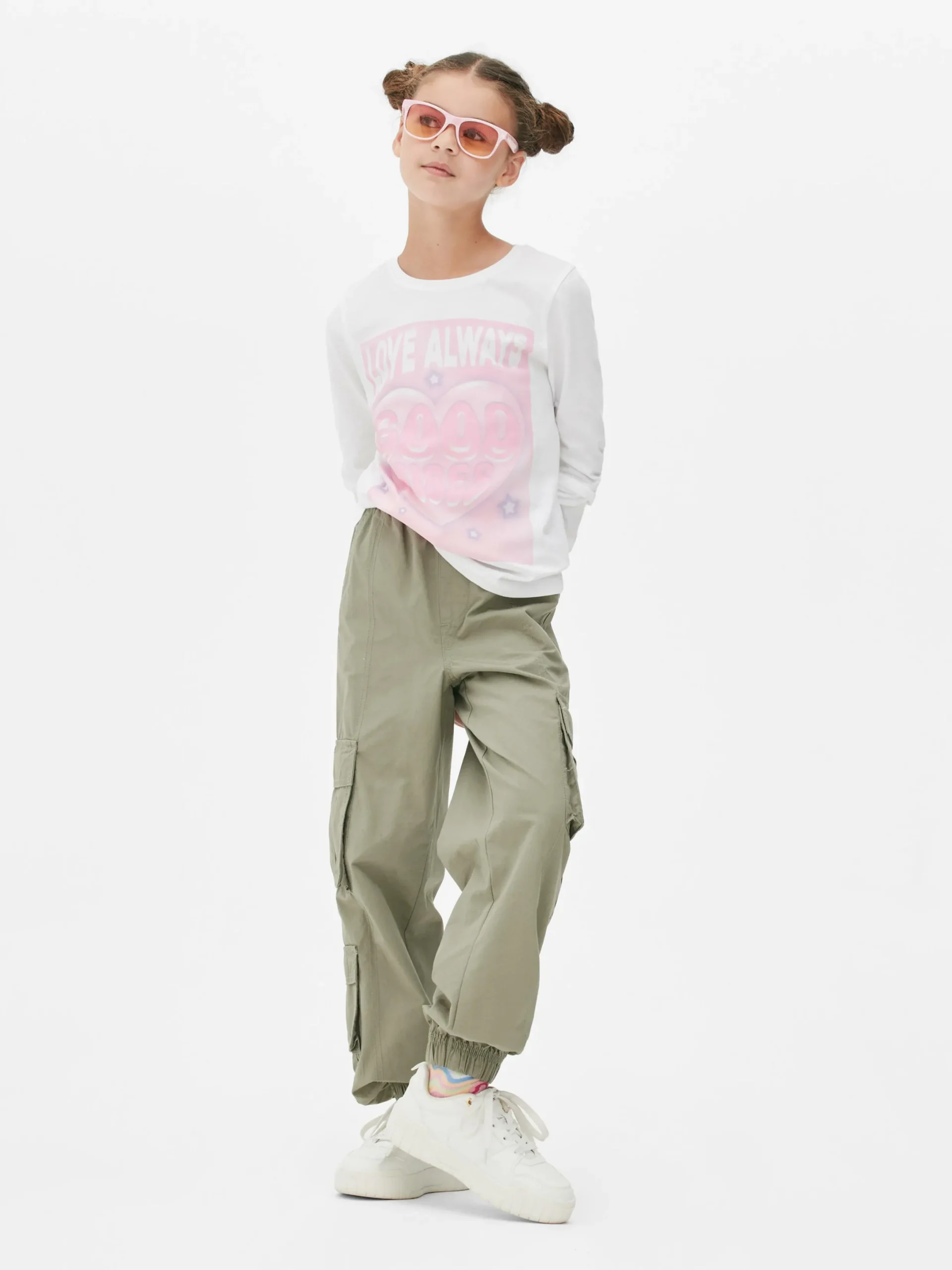 Hauts Et T-Shirts|Primark T-shirt Manches Longues à Imprimé Sur Le Buste Blanc