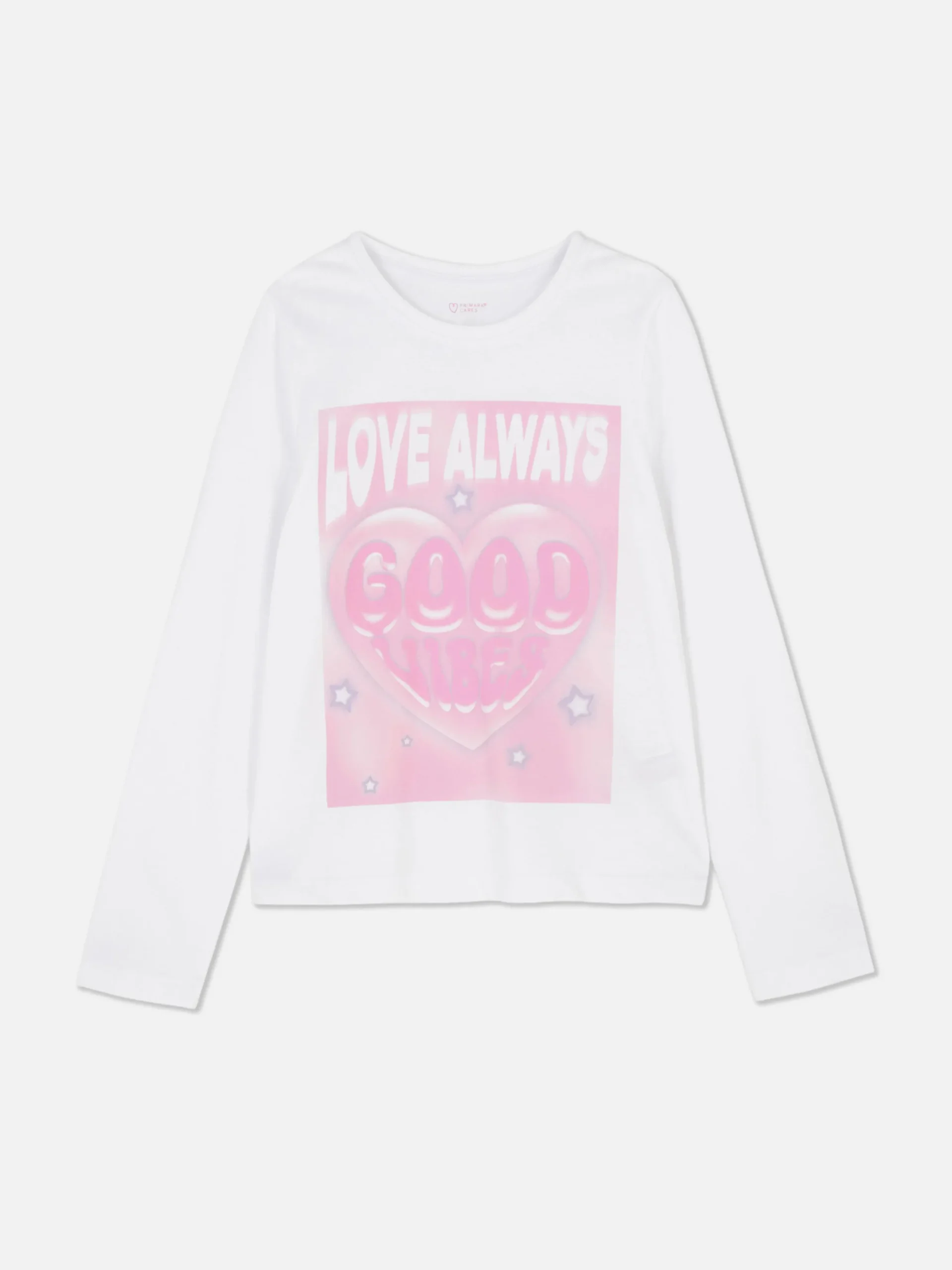 Hauts Et T-Shirts|Primark T-shirt Manches Longues à Imprimé Sur Le Buste Blanc