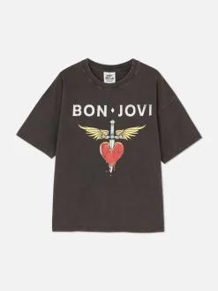 T-Shirts Et Sweat-Shirts À Motifs|Hauts Et T-Shirts|Primark T-shirt Oversize Bon Jovi Anthracite