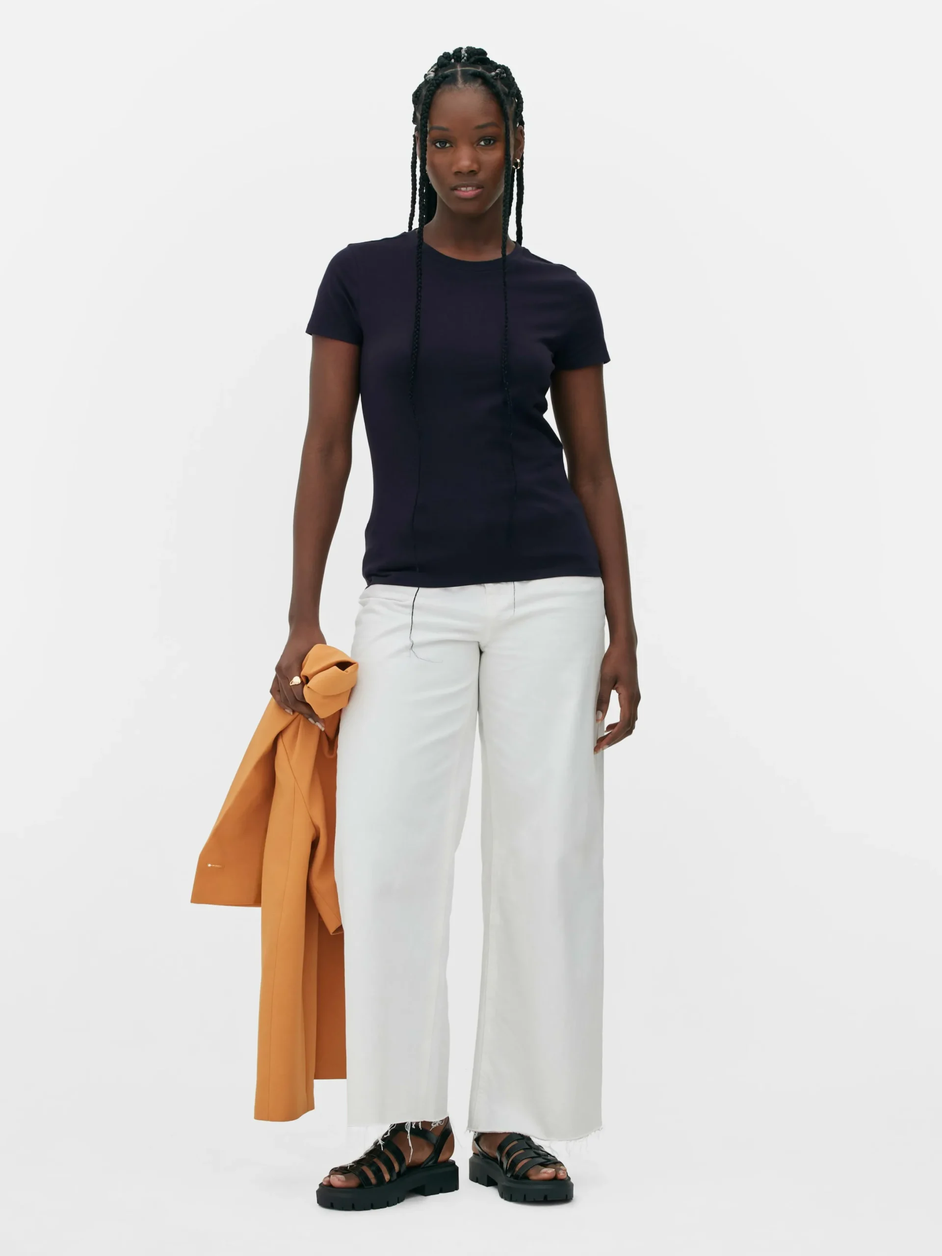 Hauts Et T-Shirts|Primark T-shirt Ras Du Cou Stretch Bleu marine