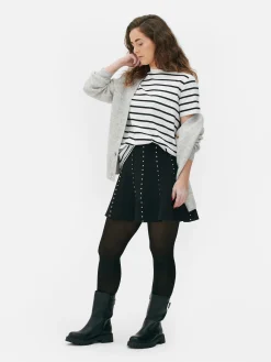 Hauts Et T-Shirts|Primark T-shirt Rayé à Col Ras-du-cou Noir/Blanc
