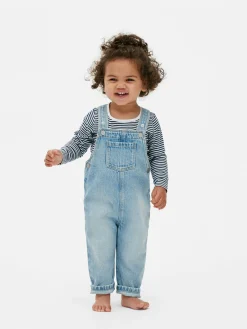 Ensembles Et Tenues|Primark T-shirt Rayé à Manches Longues Et Salopette En Denim Bleu moyen