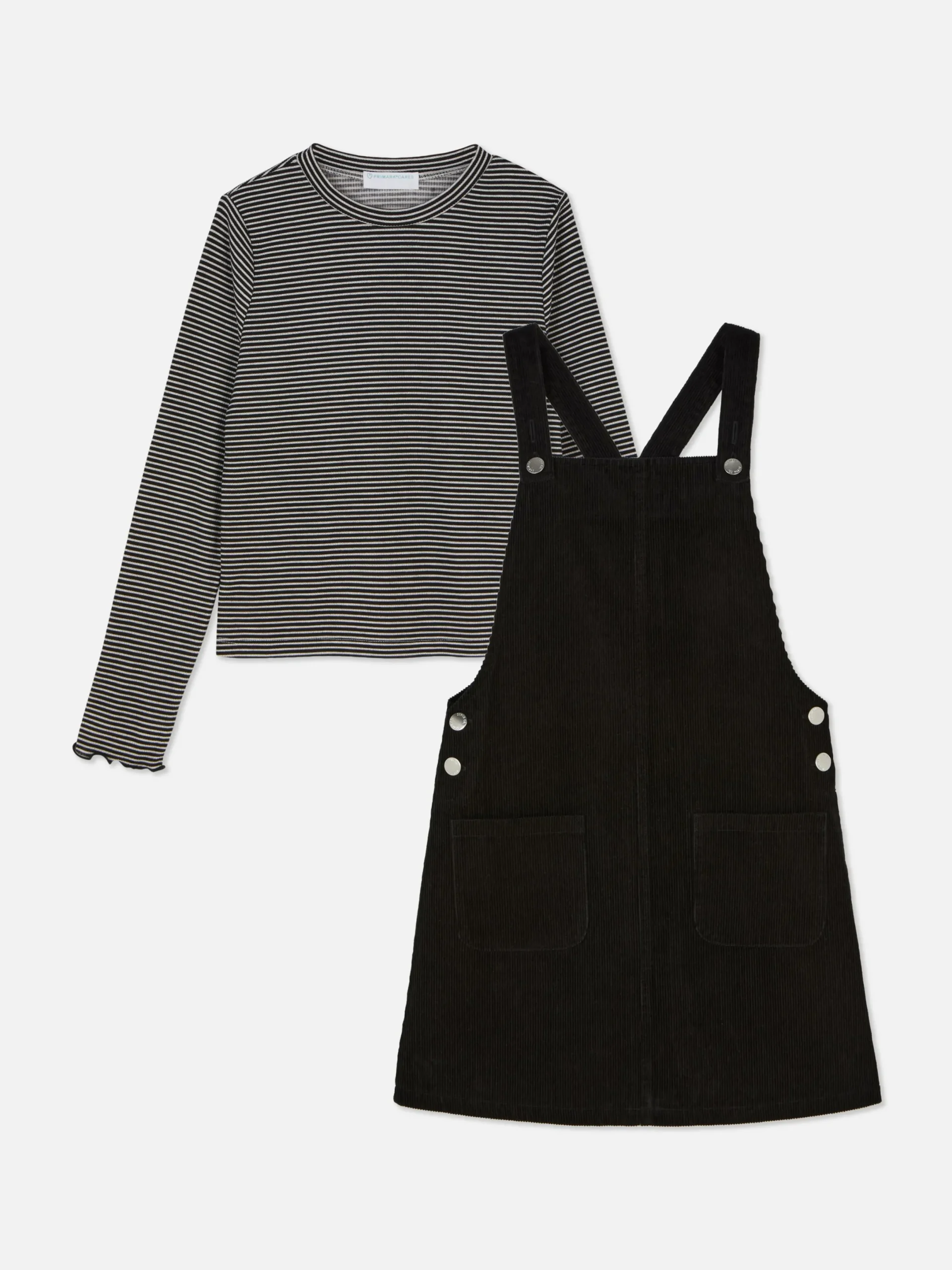 Ensembles Et Tenues|Primark T-shirt Rayé à Manches Longues Et Robe Chasuble Noir