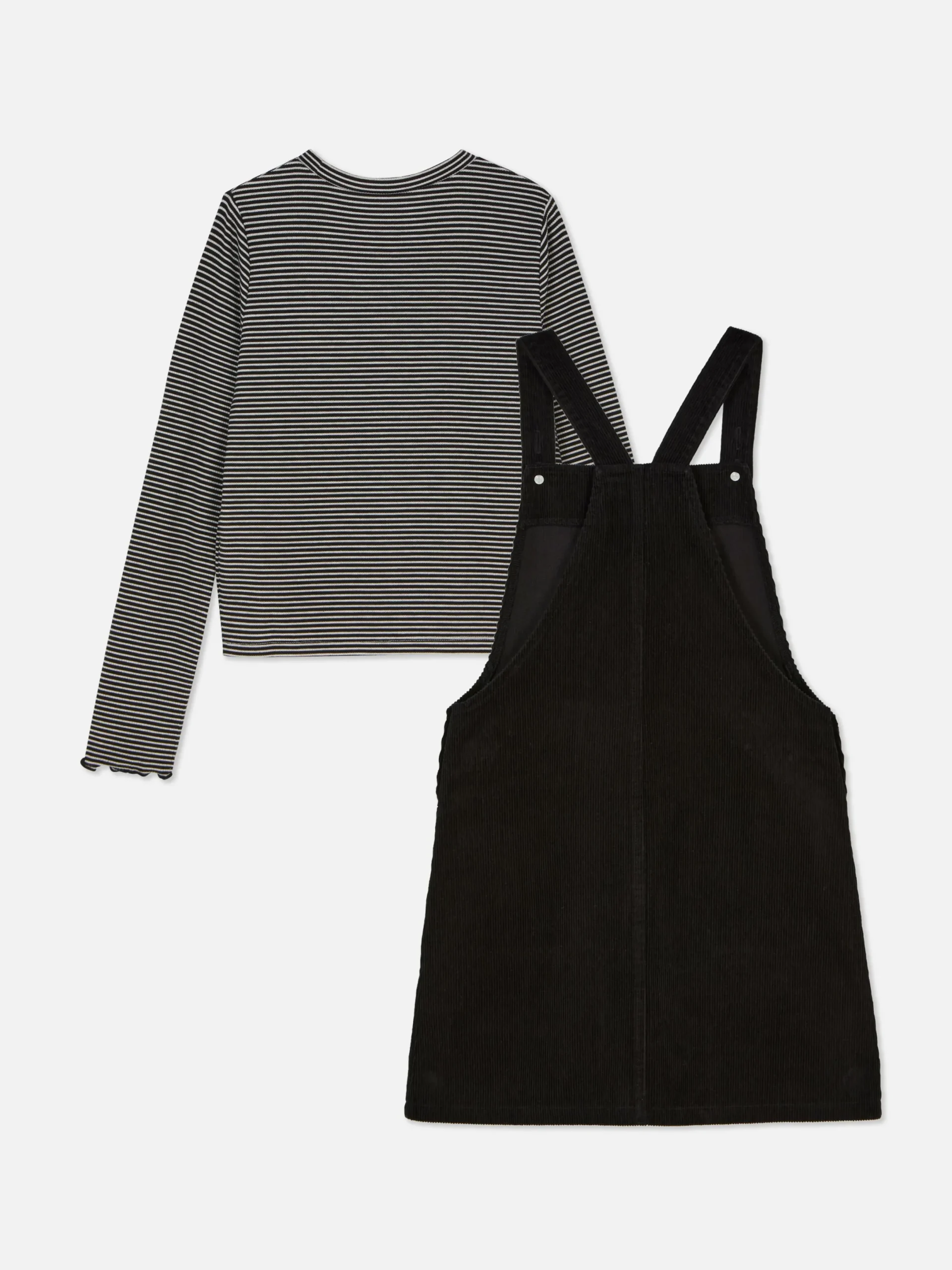Ensembles Et Tenues|Primark T-shirt Rayé à Manches Longues Et Robe Chasuble Noir