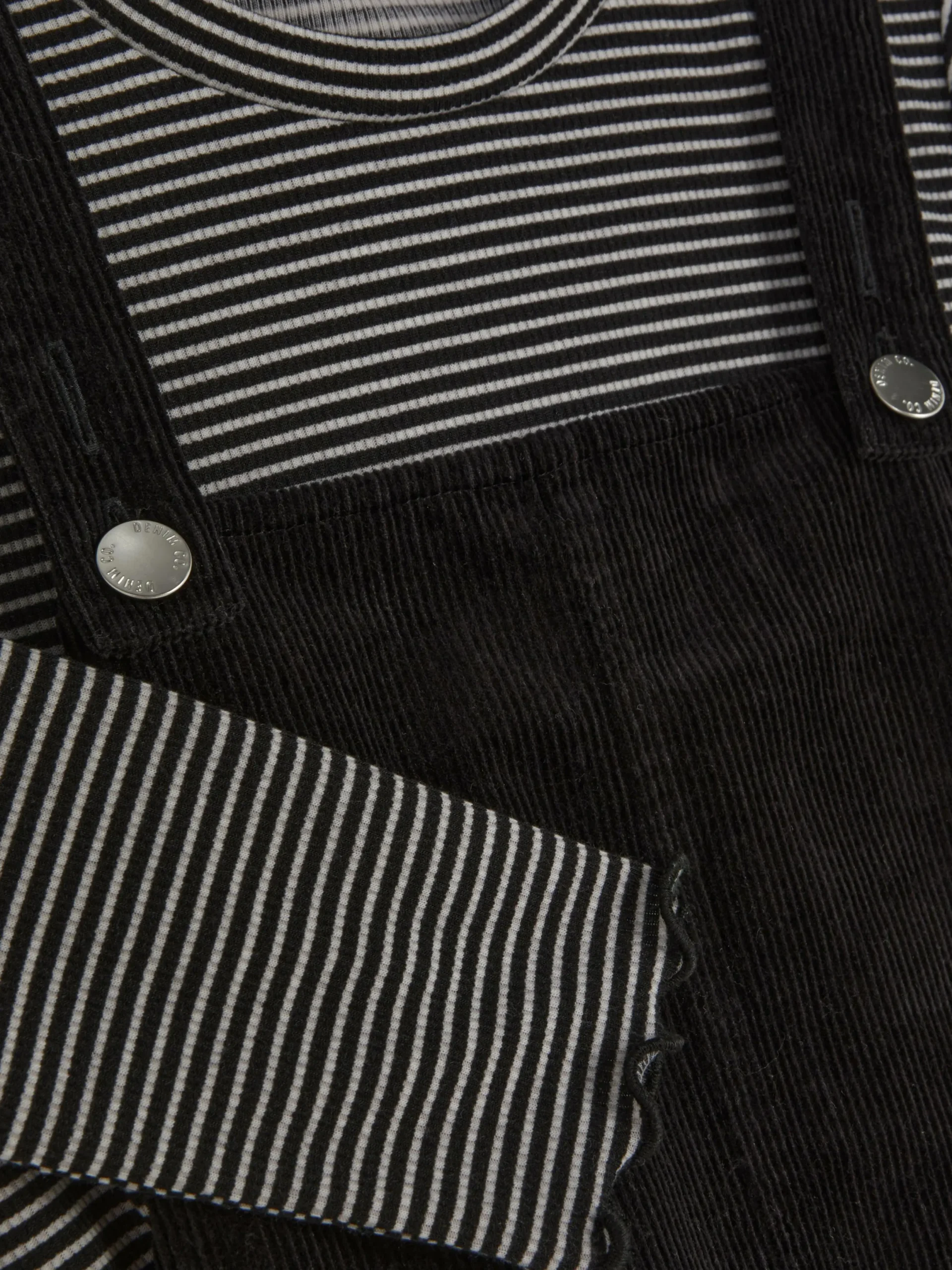 Ensembles Et Tenues|Primark T-shirt Rayé à Manches Longues Et Robe Chasuble Noir