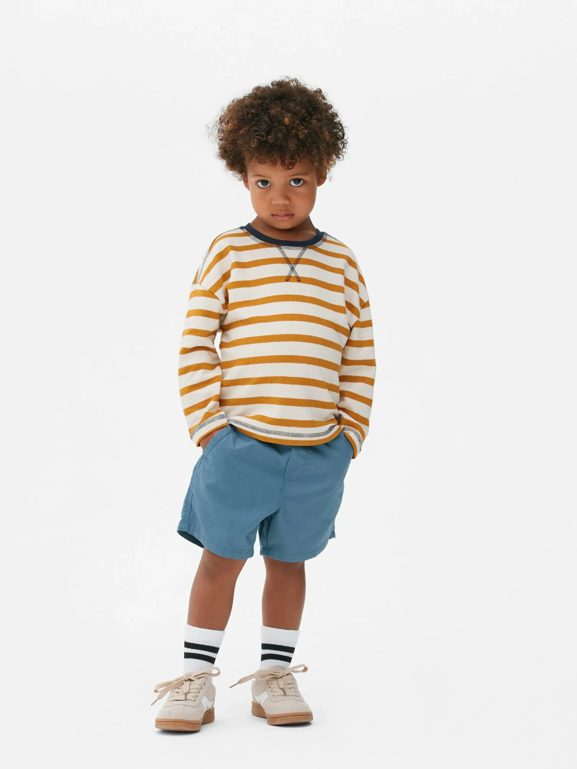 Hauts Et T-Shirts|Primark T-shirt Rayé à Rayures Et Manches Longues Jaune moutarde