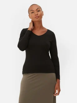 Hauts Et T-Shirts|Primark T-shirt Stretch à Manches Longues Noir